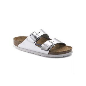 Birkenstock Unisex Arizona Soft Footbed - Metallic Silver